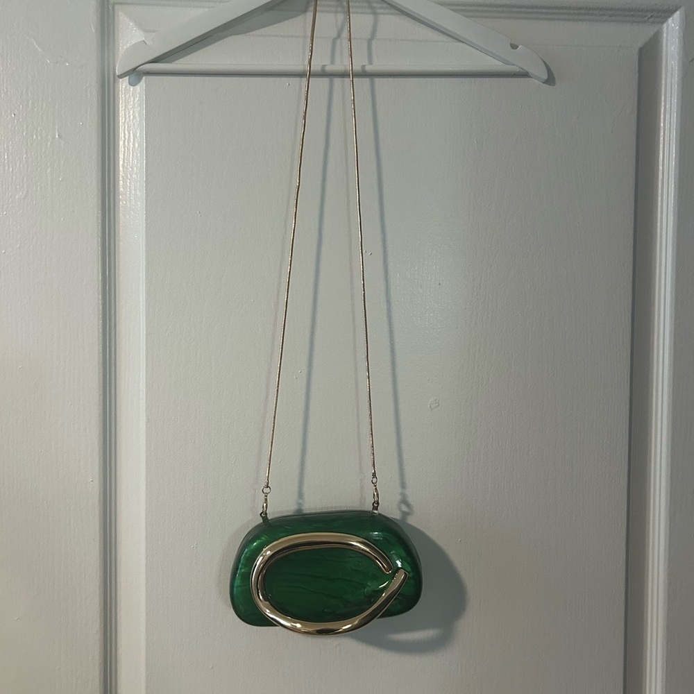 Green Clutch with Gold Accent